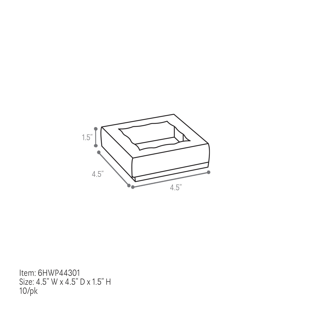 4.5 x 4.5 x 1.5in. - 1pc