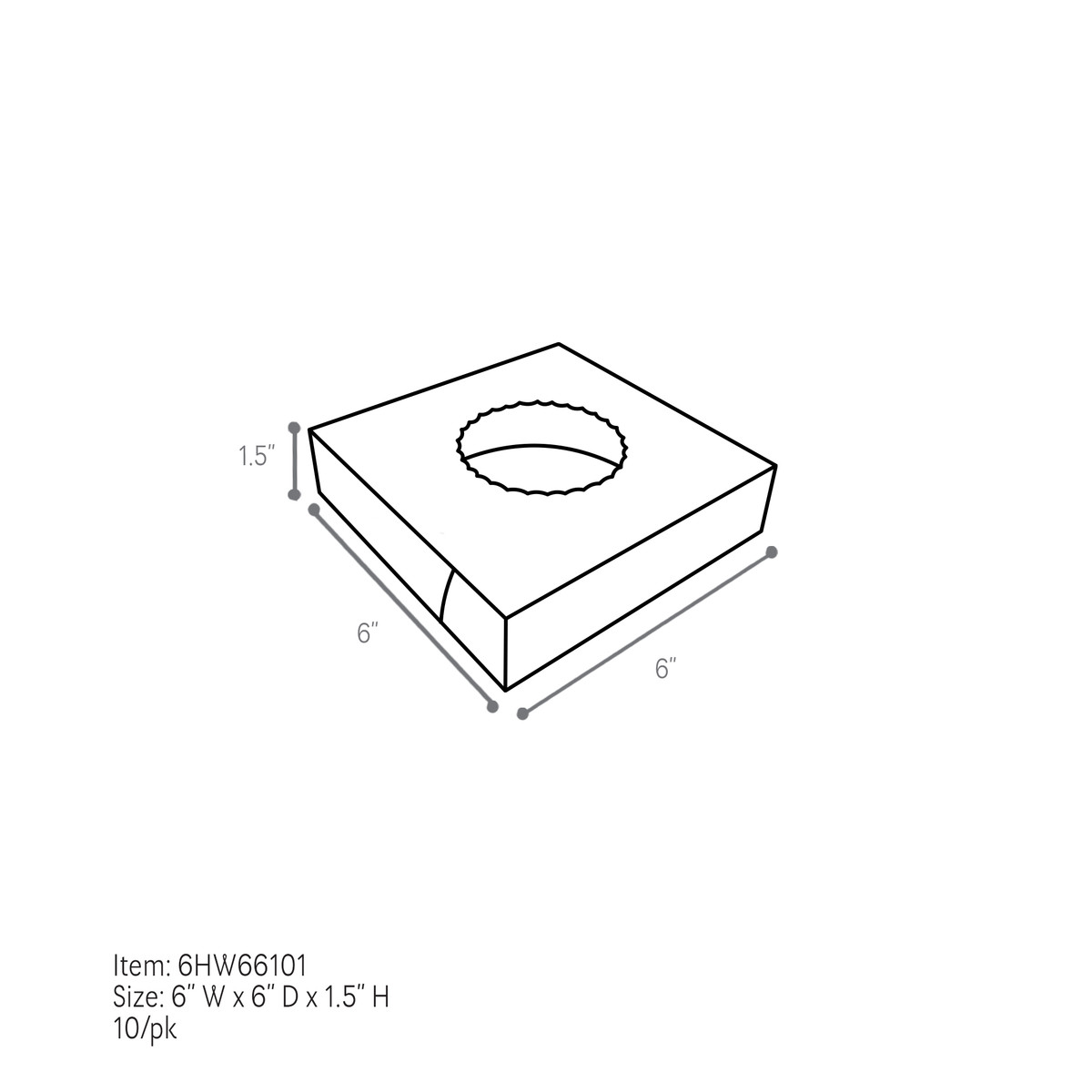 6 x 6 x 1.5in.
