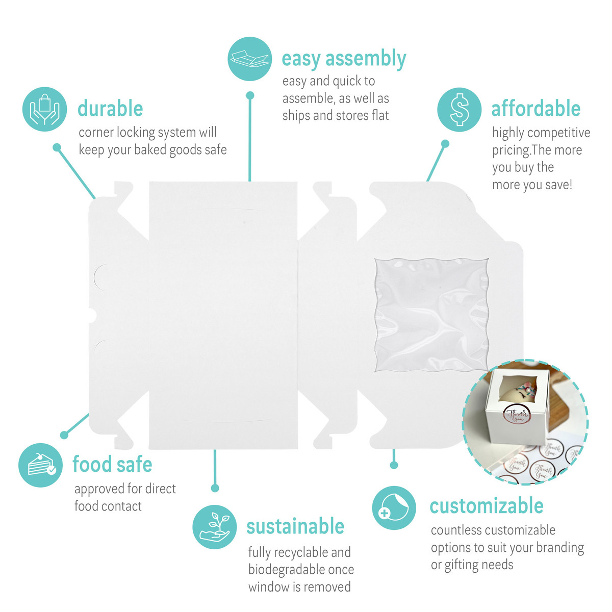 Image of White Window Bakery Boxes