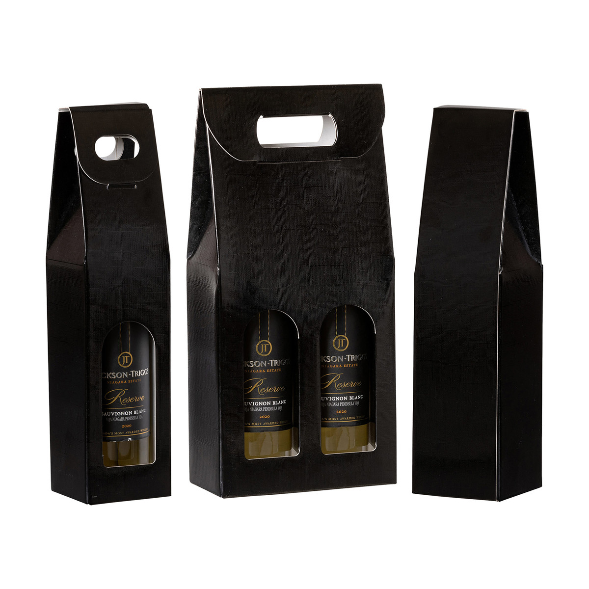 Image of Black Gloss Linen Wine Boxes