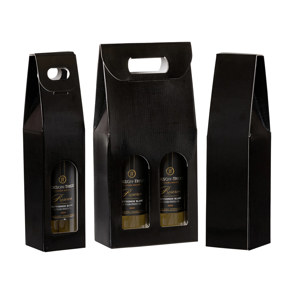 Image of Black Gloss Linen Wine Boxes