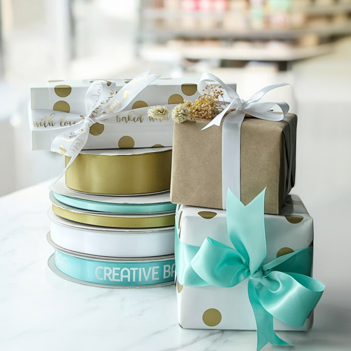 White & Gold Dots on Matte Paper