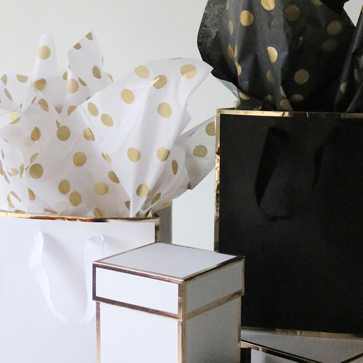 White & Gold Dots