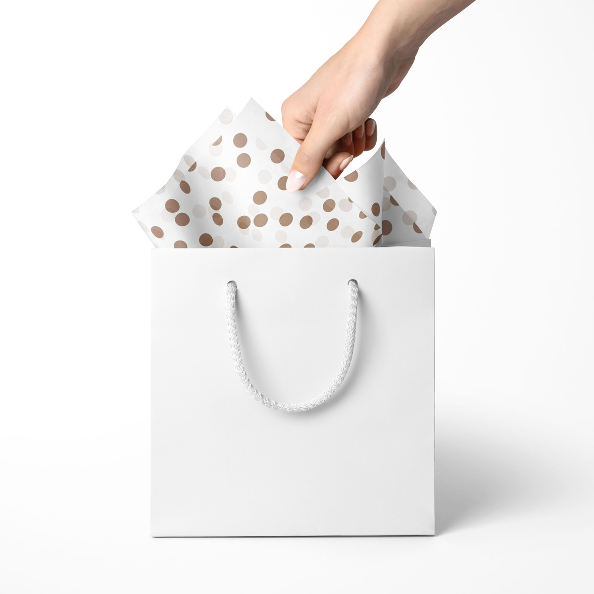White & Rose Gold Dots