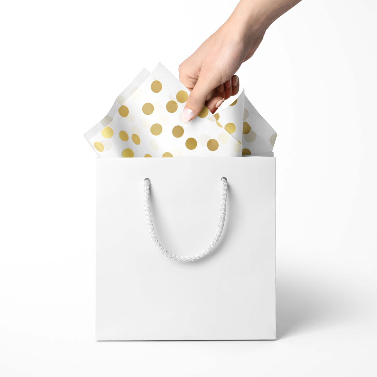 White & Gold Dots