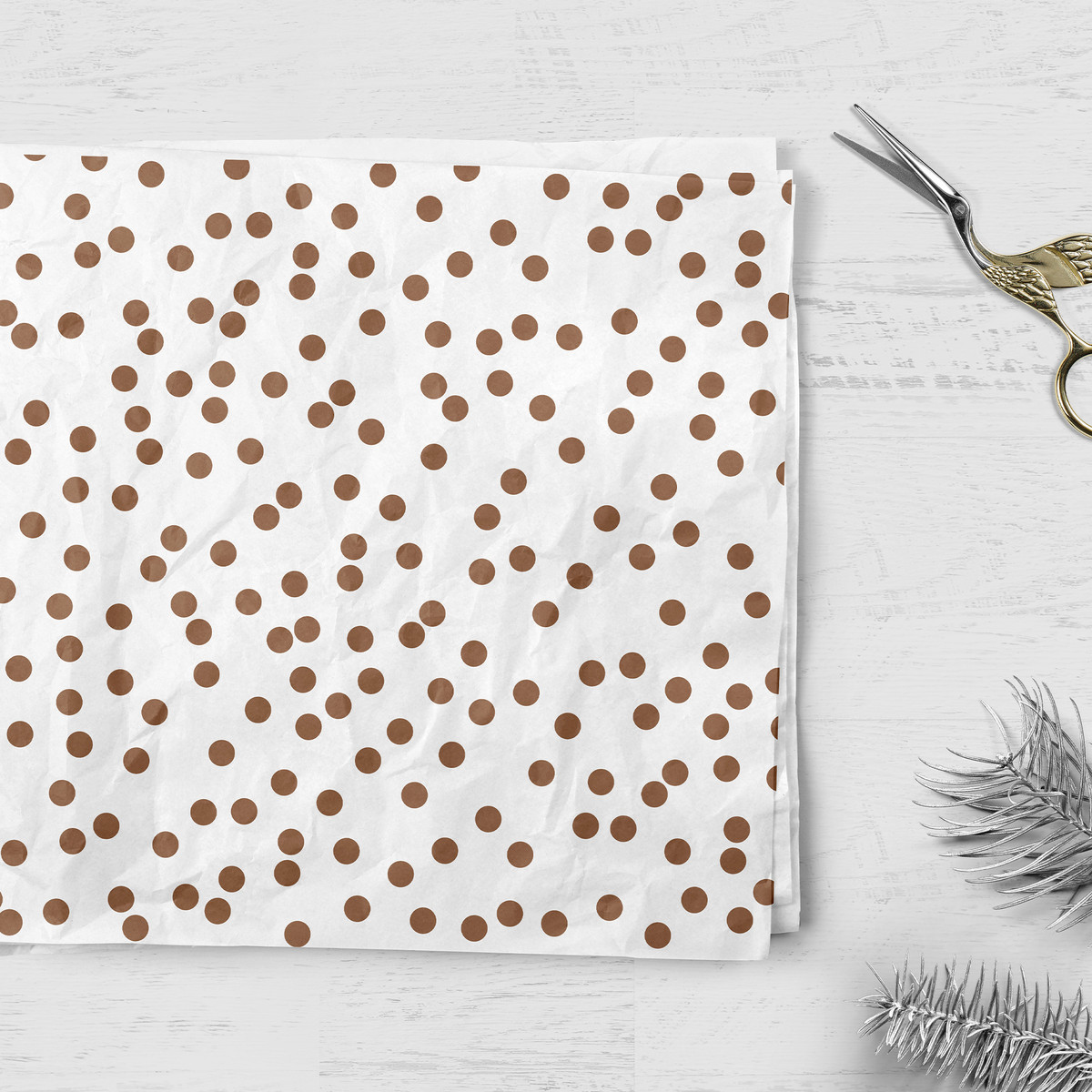 White & Rose Gold Dots