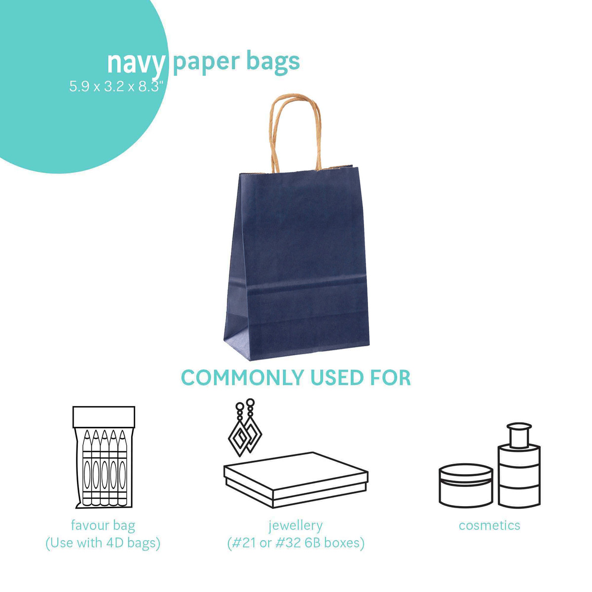 Navy - 5.9 x 3.2 x 8.3in.