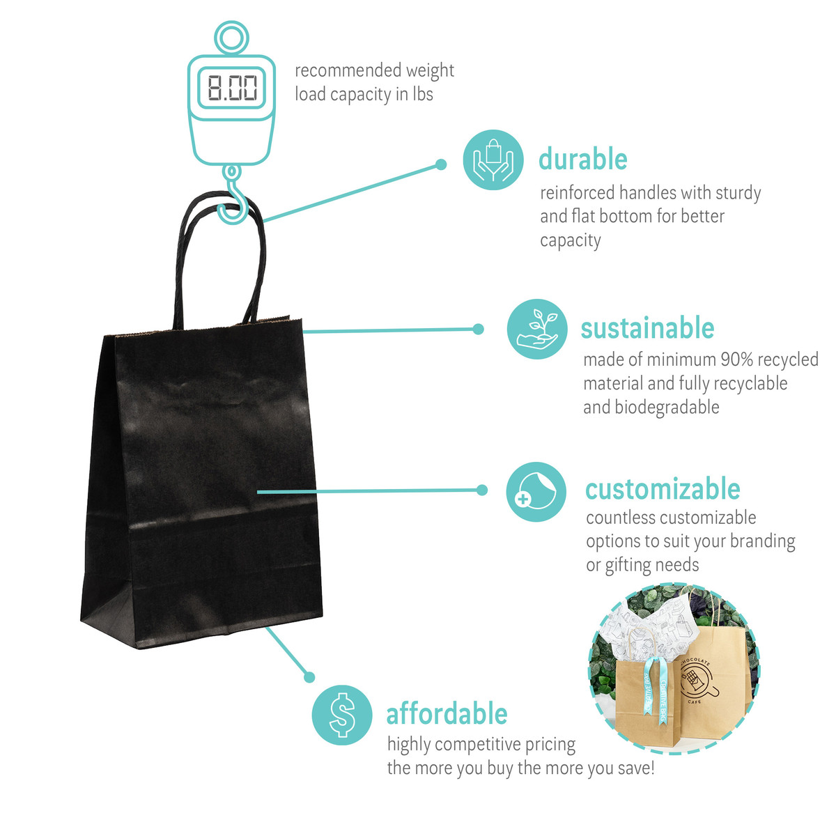 Black - 5.9 x 3.2 x 8.3in.