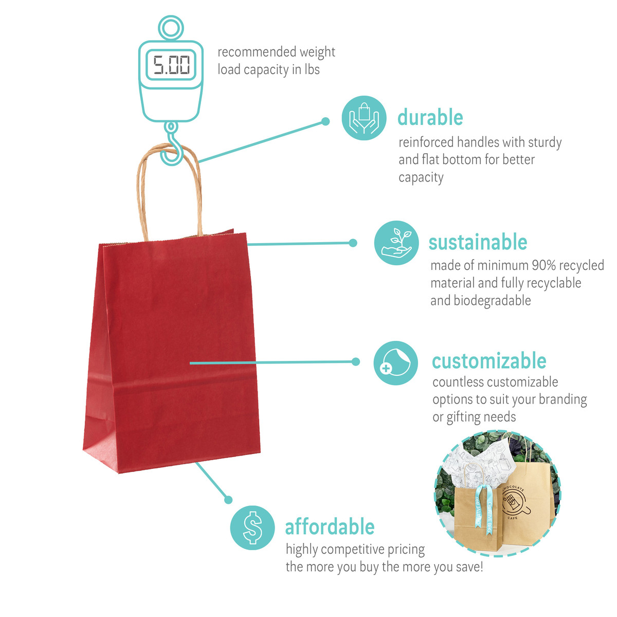 Red - 5.9 x 3.2 x 8.3in.