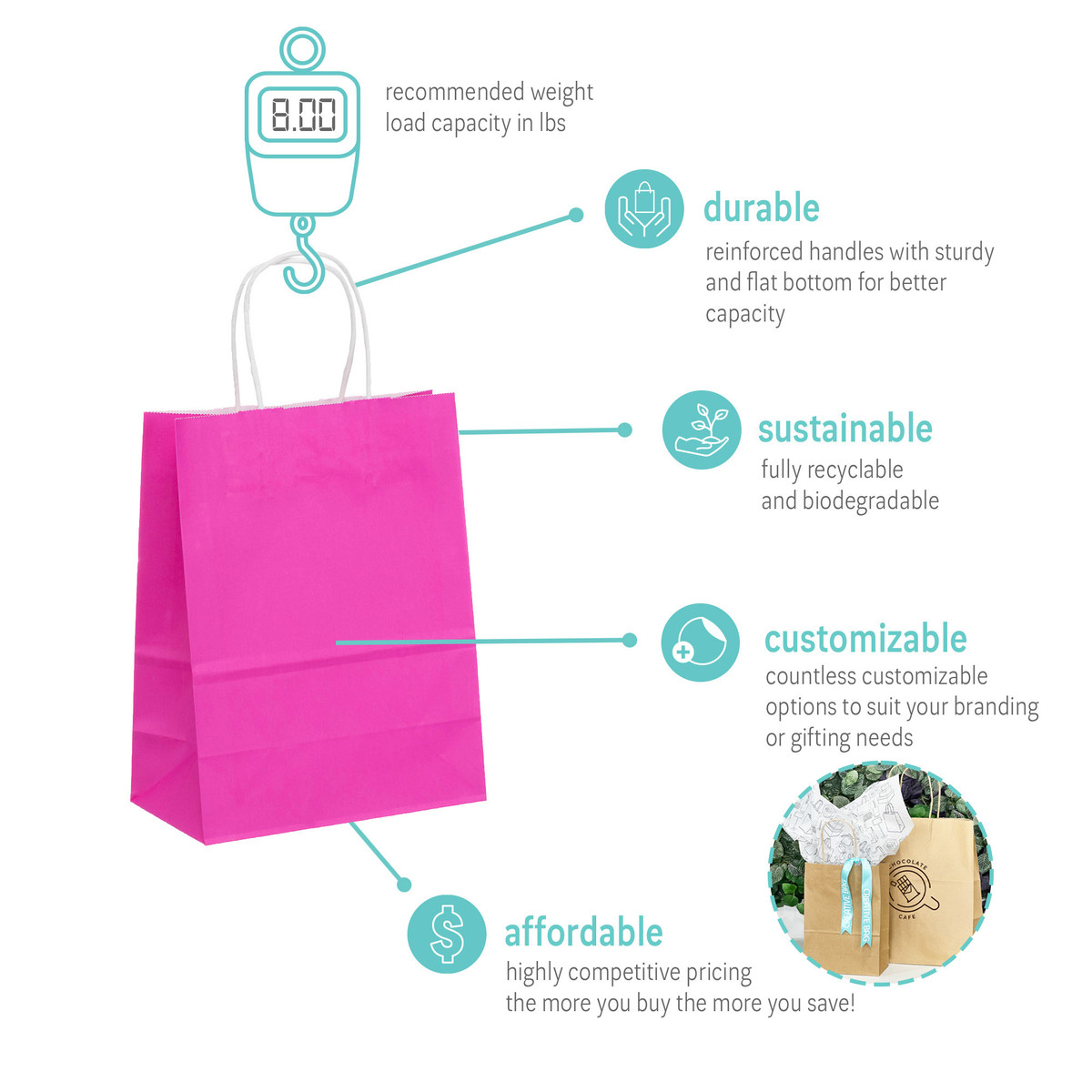 Hot Pink - 8.3 x 4.3 x 10.6in.