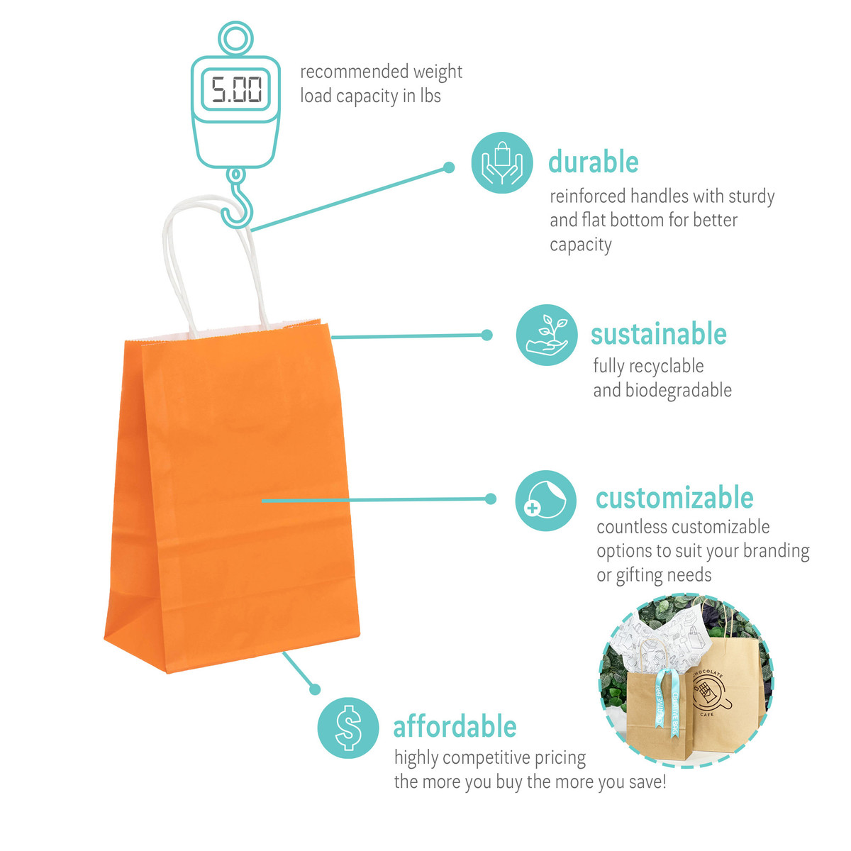 Bright Orange - 5.9 x 3.2 x 8.3in.