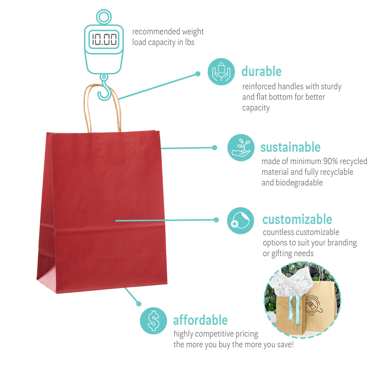 Red - 10 x 5 x 13in.