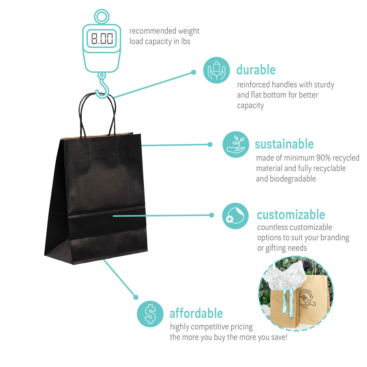 Black - 8.3 x 4.3 x 10.6in.