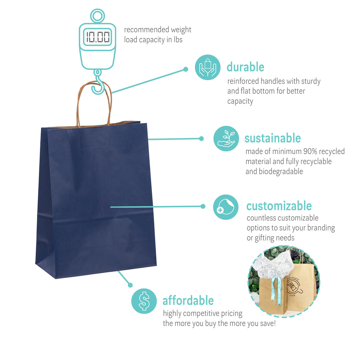 Navy - 10 x 5 x 13in. Navy - 10 x 5 x 13in.