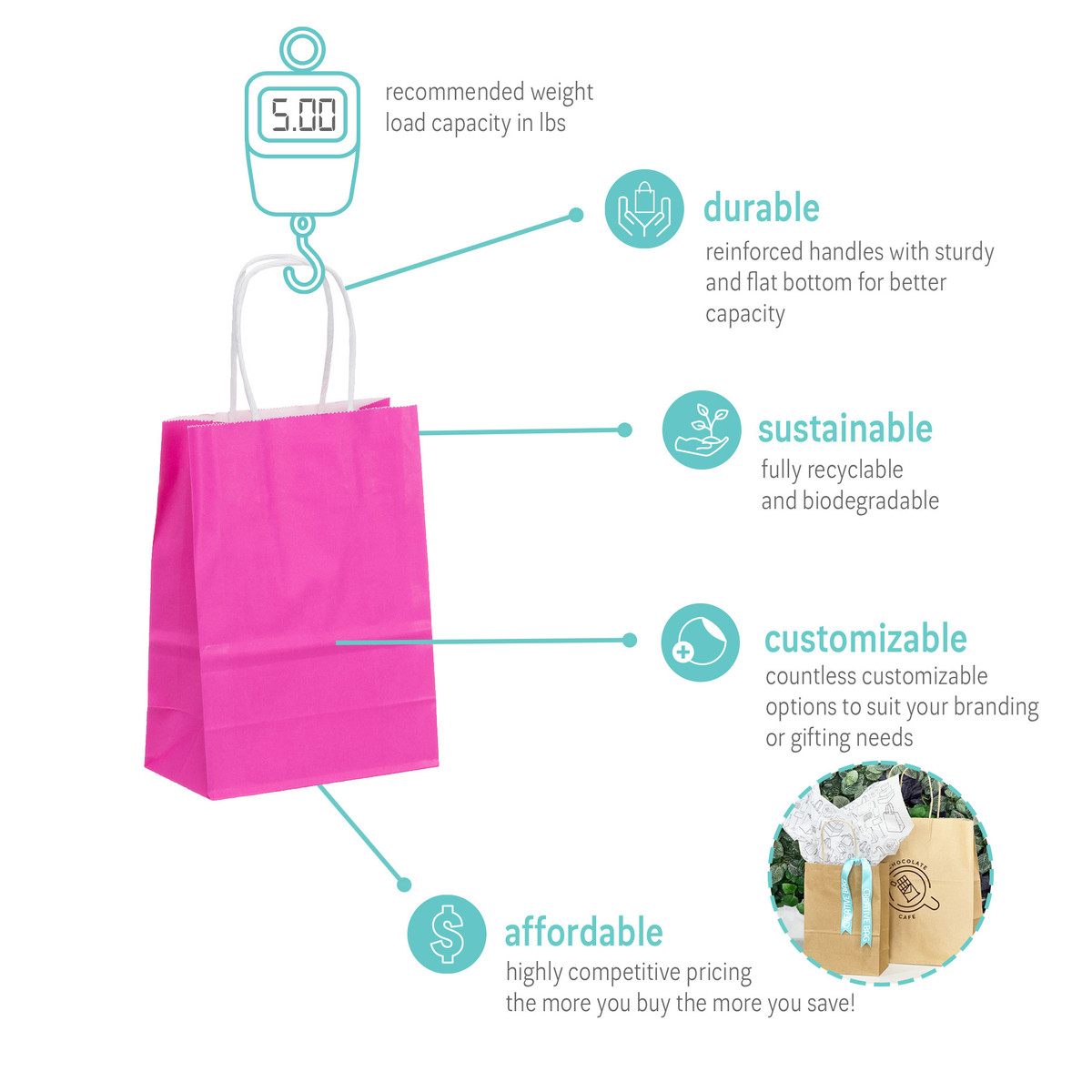 Hot Pink - 5.9 x 3.2 x 8.3in.