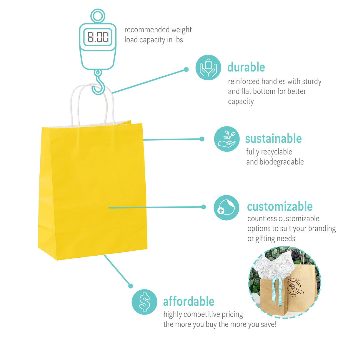 Bright Yellow - 8.3 x 4.3 x 10.6in.