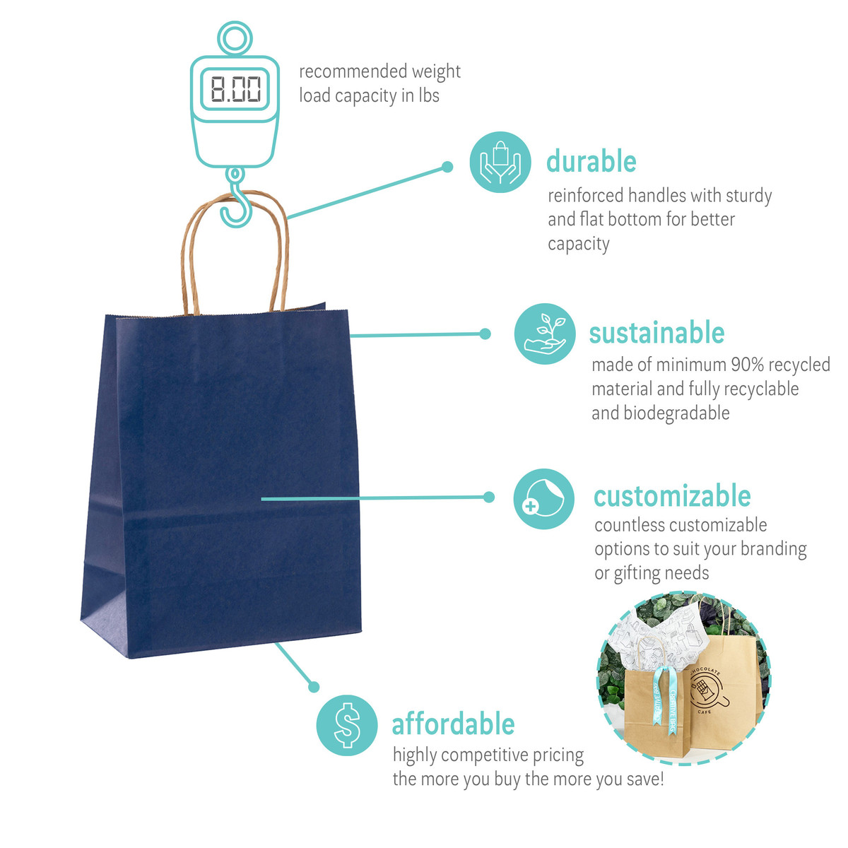 Navy - 8.3 x 4.3 x 10.6in.