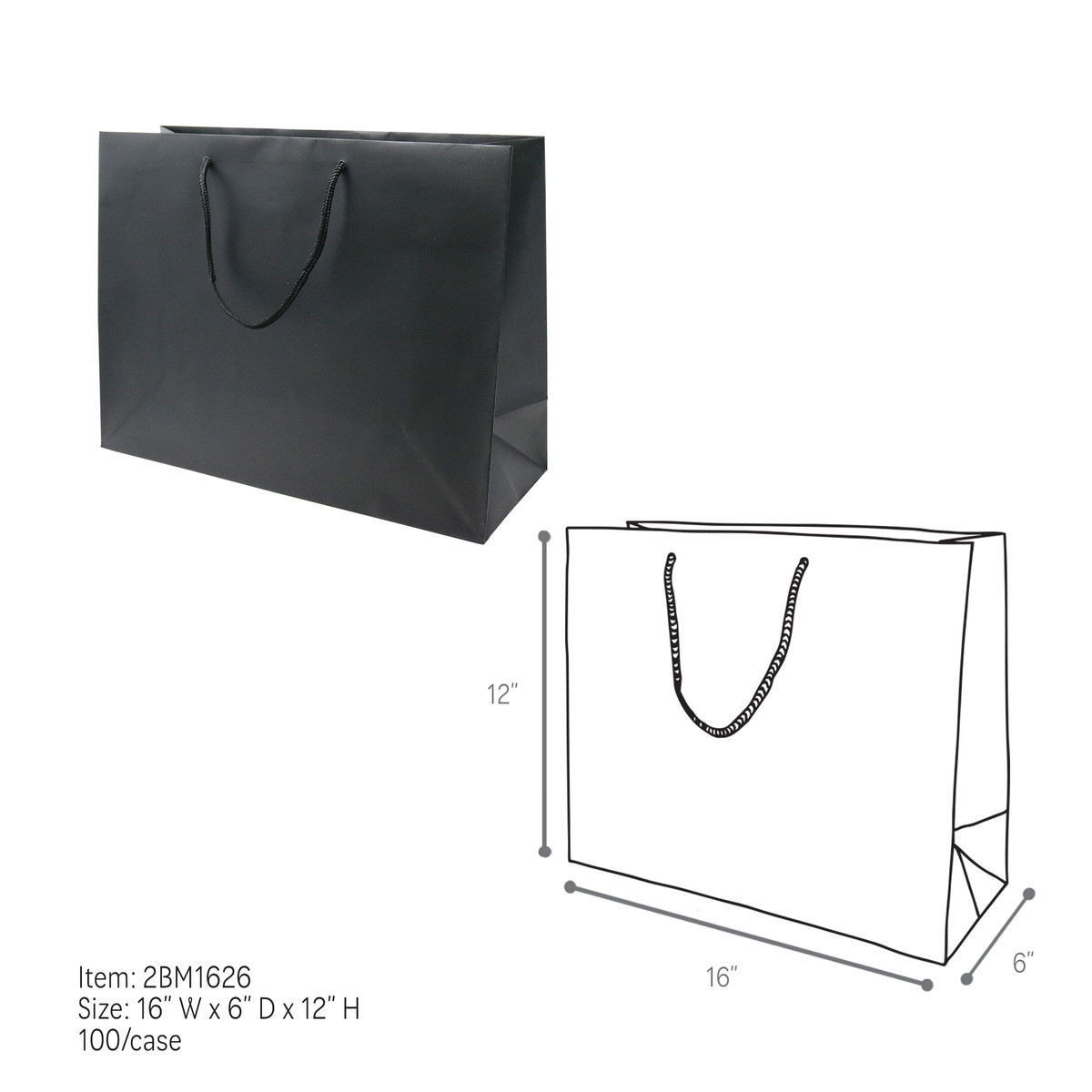 Black - 16 x 6 x 12in.