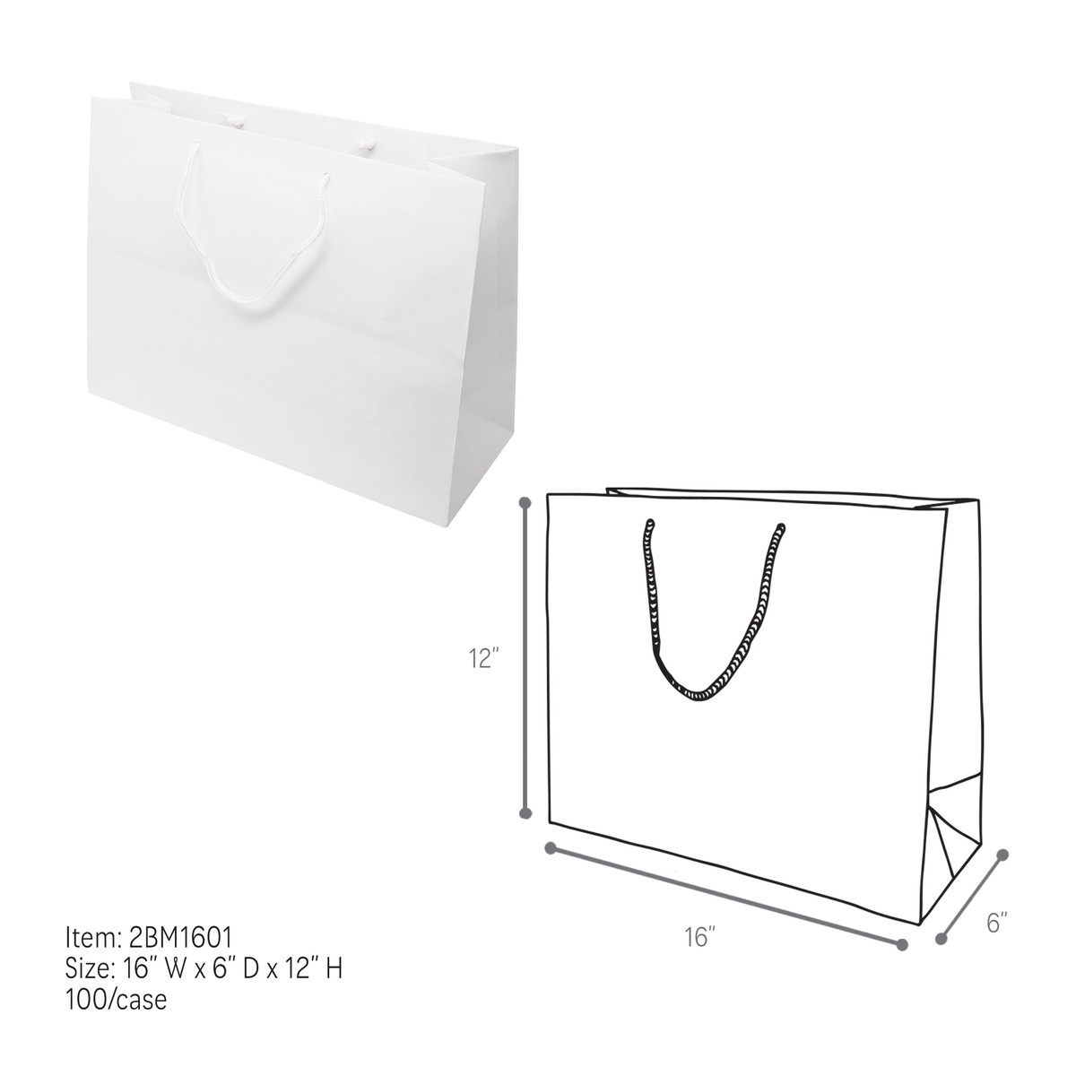 White - 16 x 6 x 12in.
