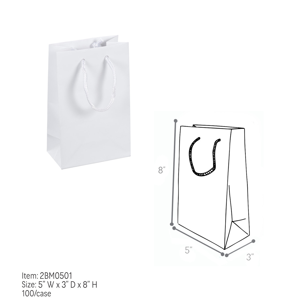 White - 5 x 3 x 8in.