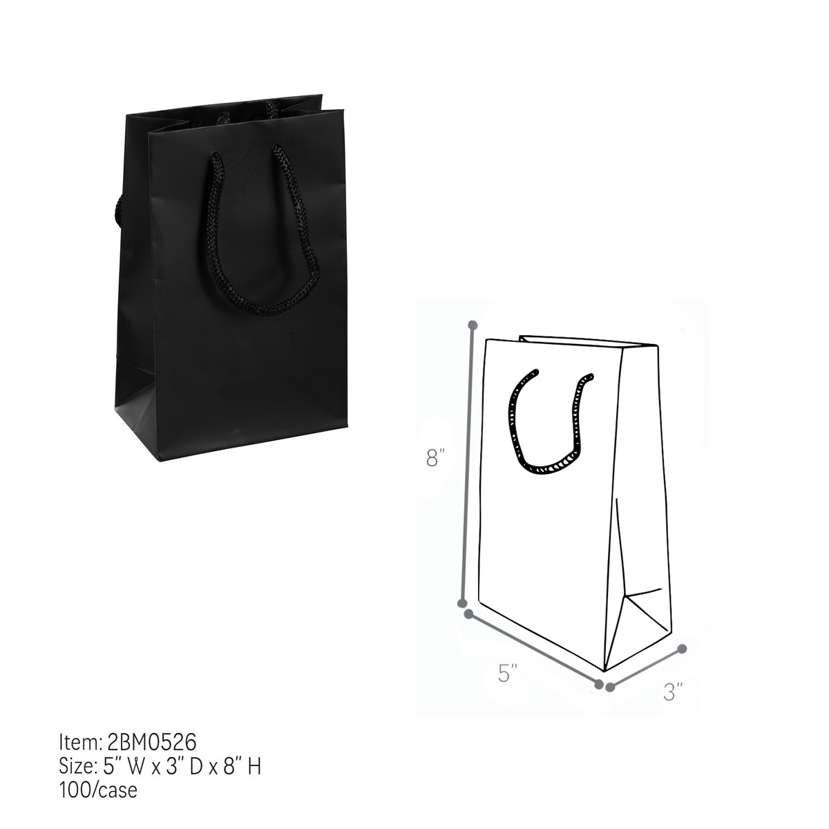 Black - 5 x 3 x 8in.