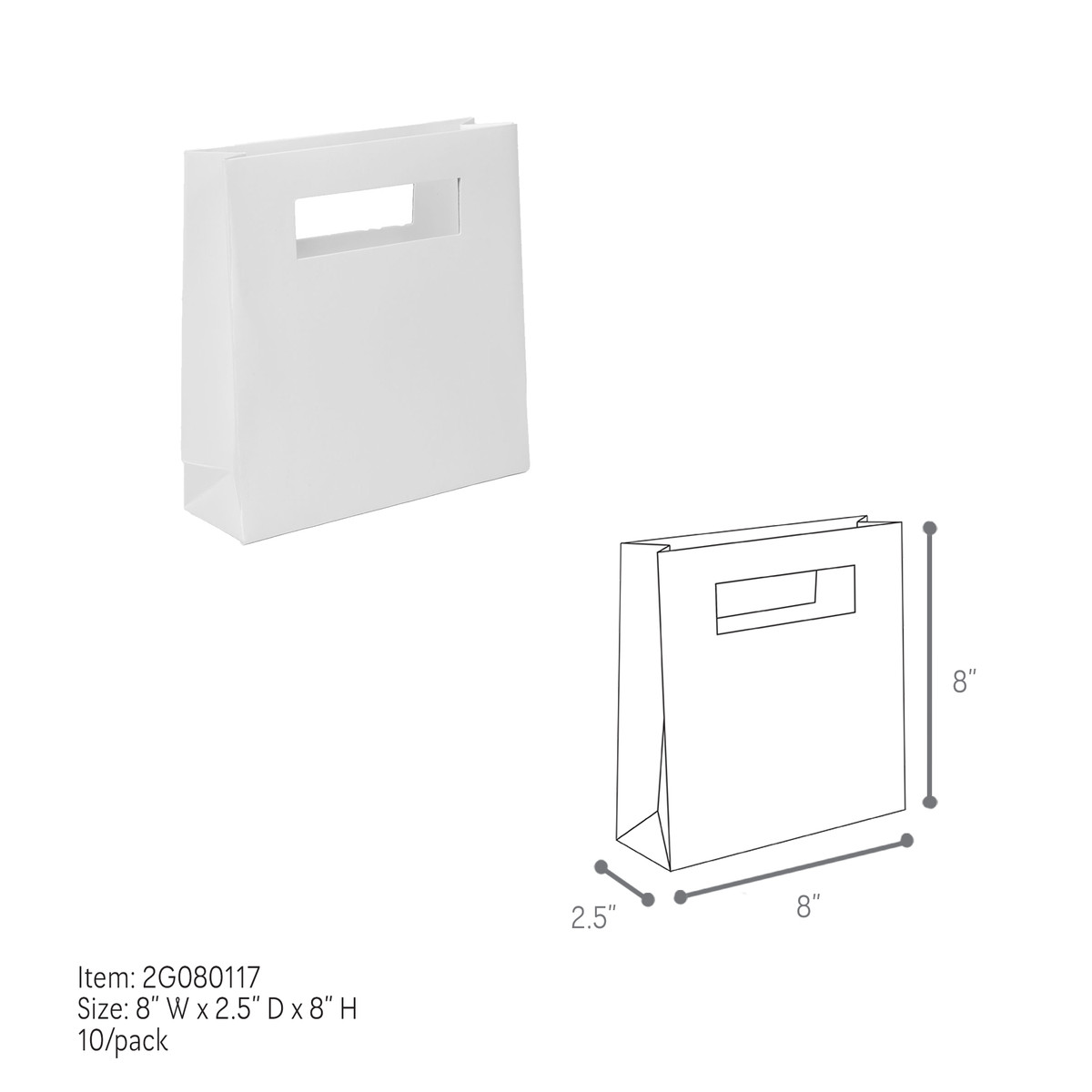 White - 8 x 2.5 x 8in.