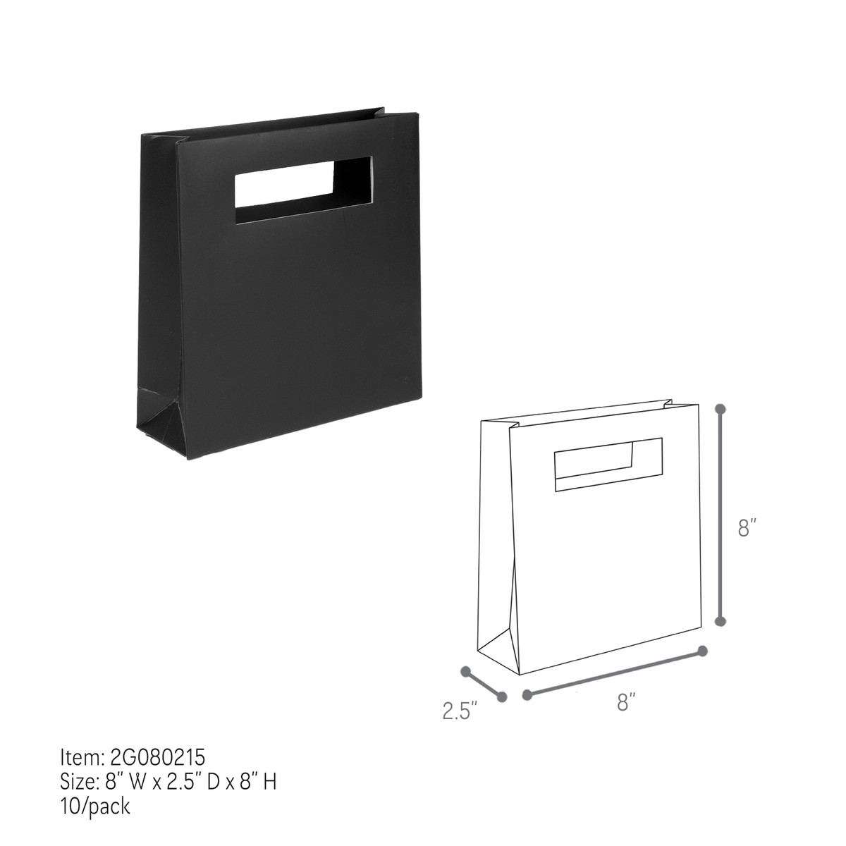 Black - 8 x 2.5 x 8in.