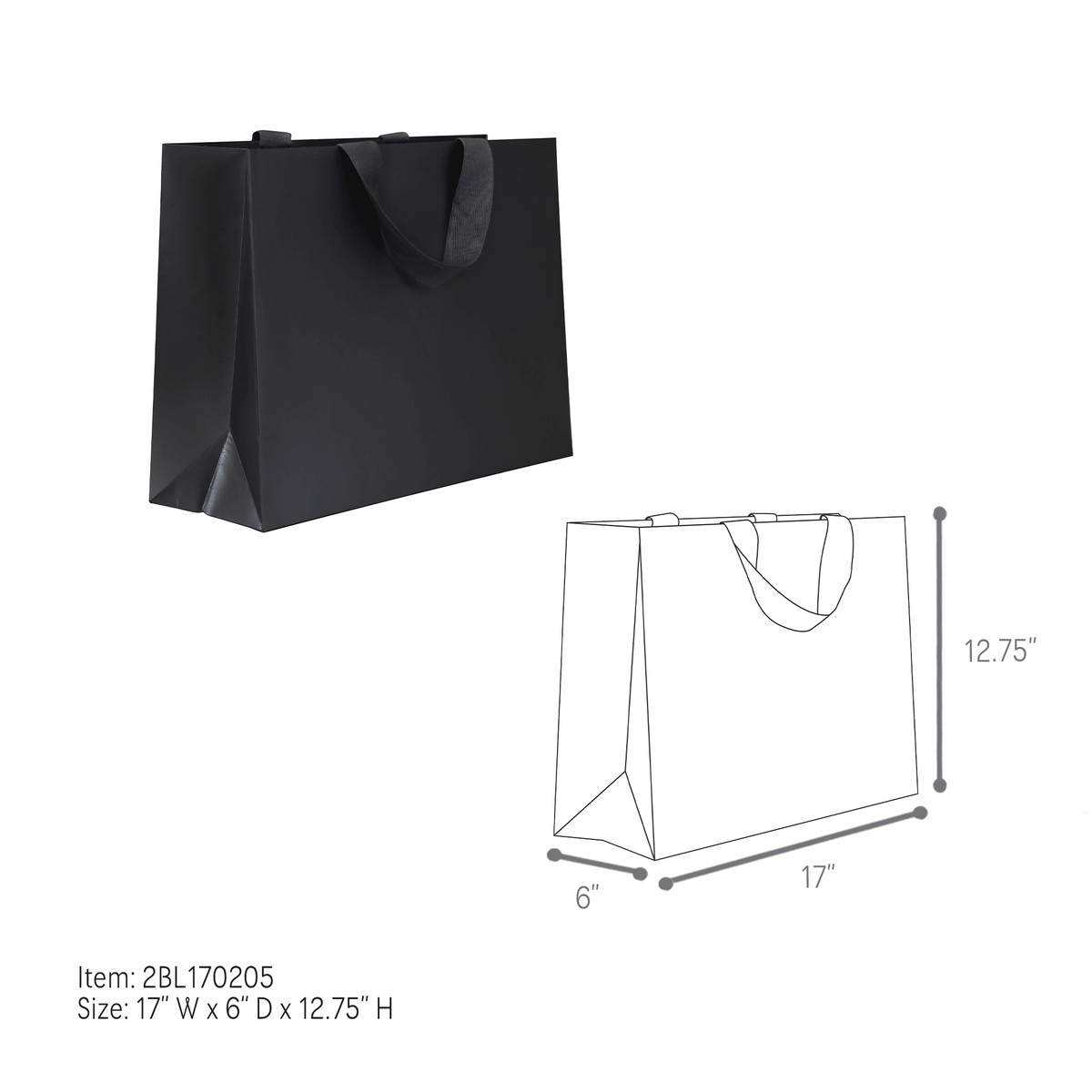 Black - 17 x 6 x 12.75in.