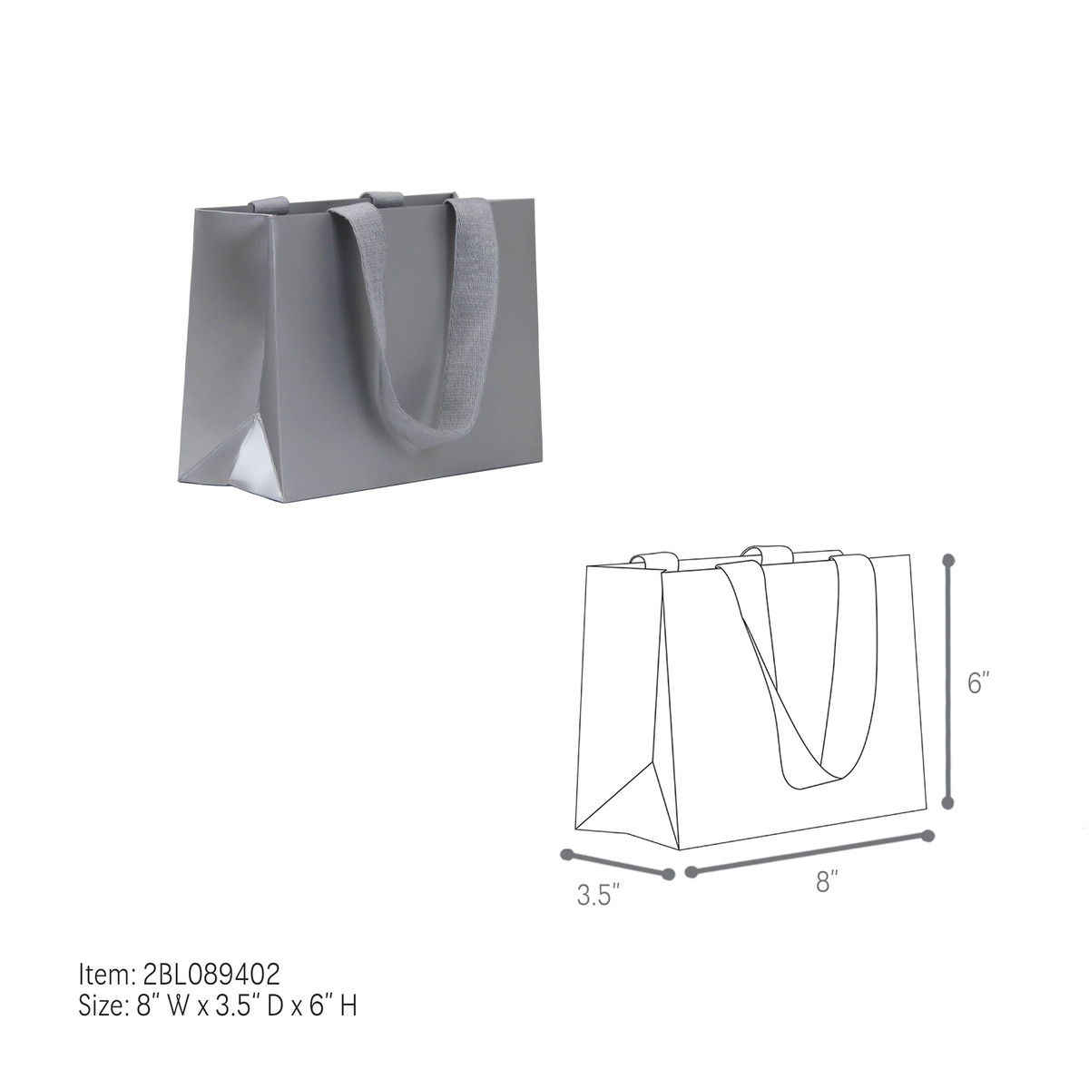Silver - 8 x 3.5 x 6in.