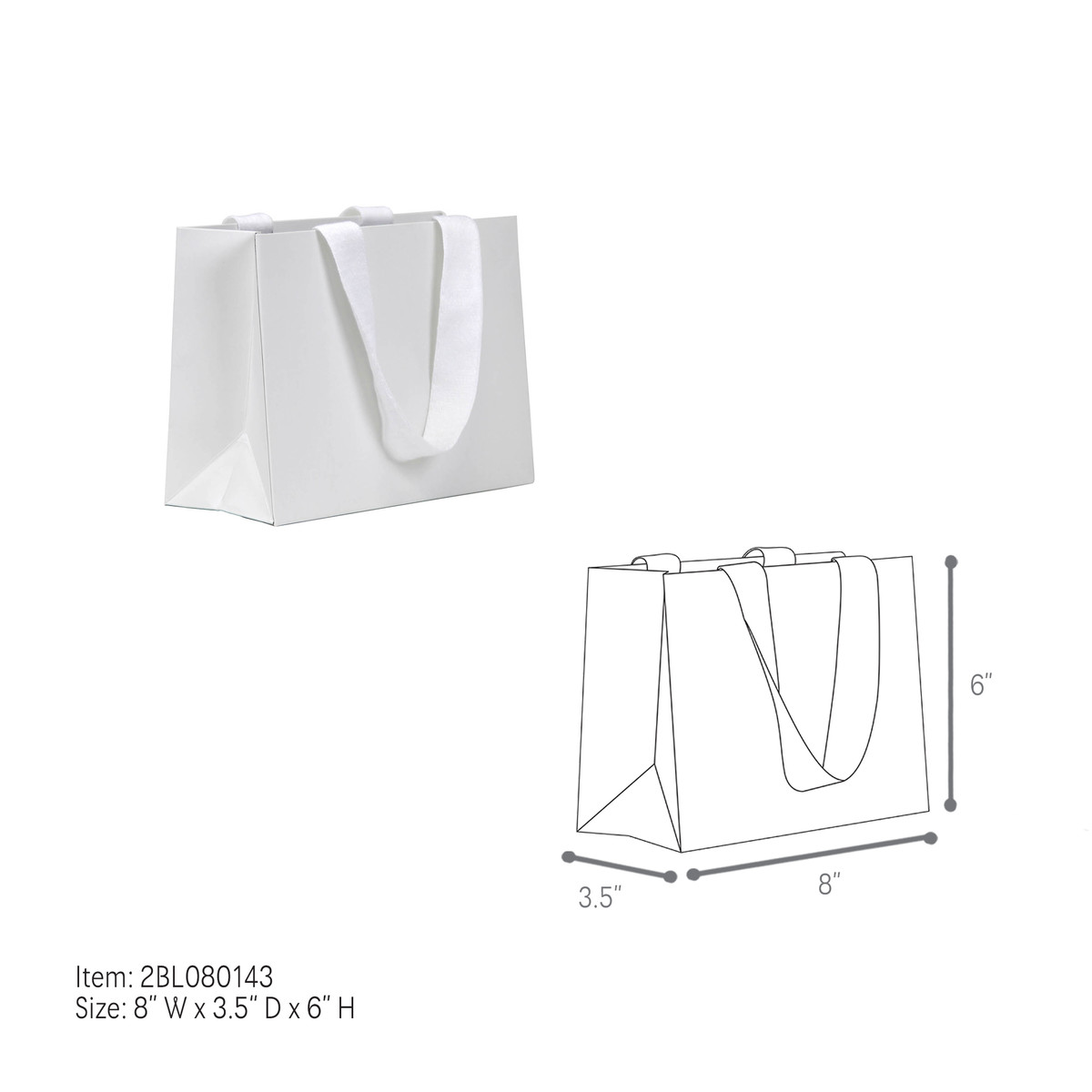 White - 8 x 3.5 x 6in.