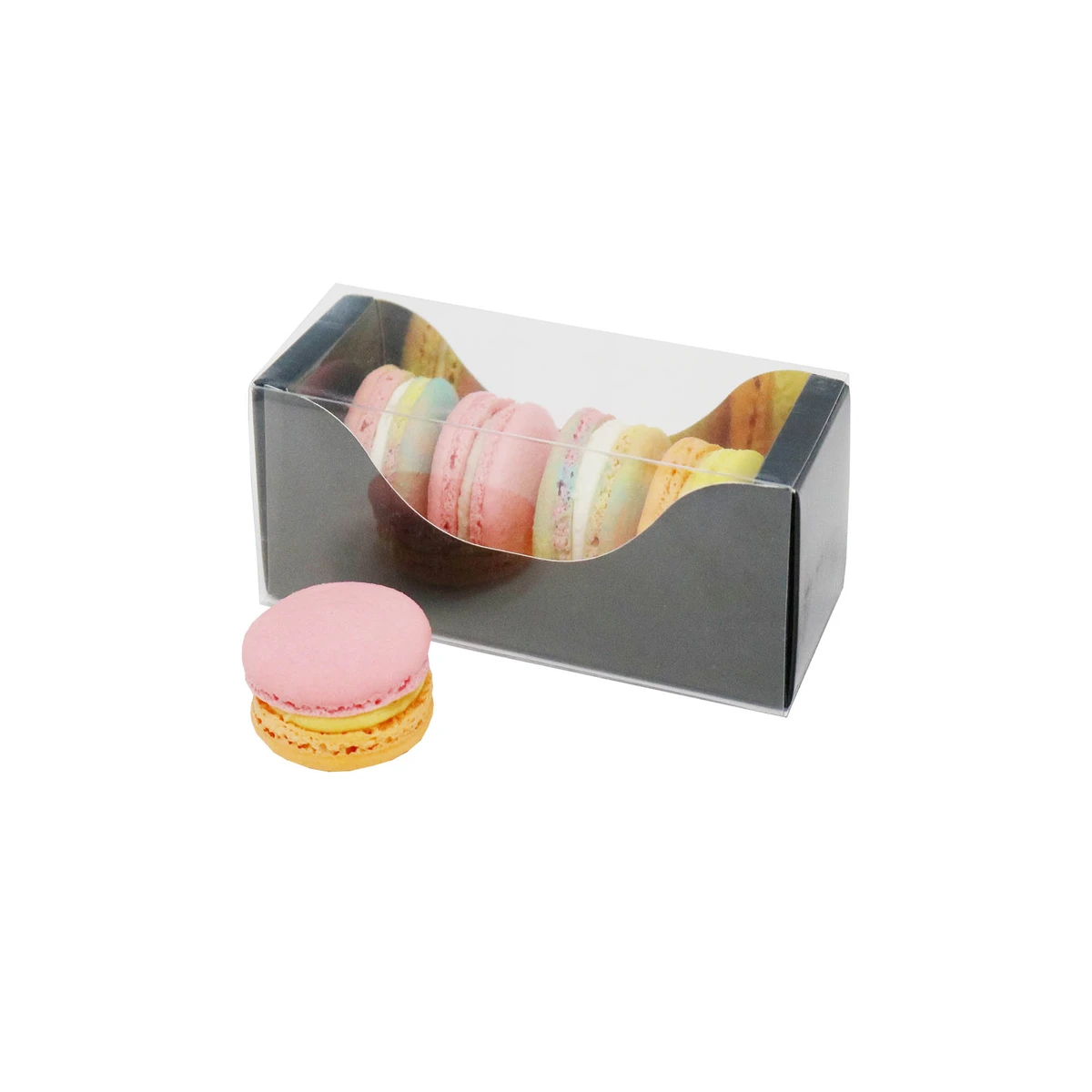 Image des boîtes à macarons avec manchon transparent