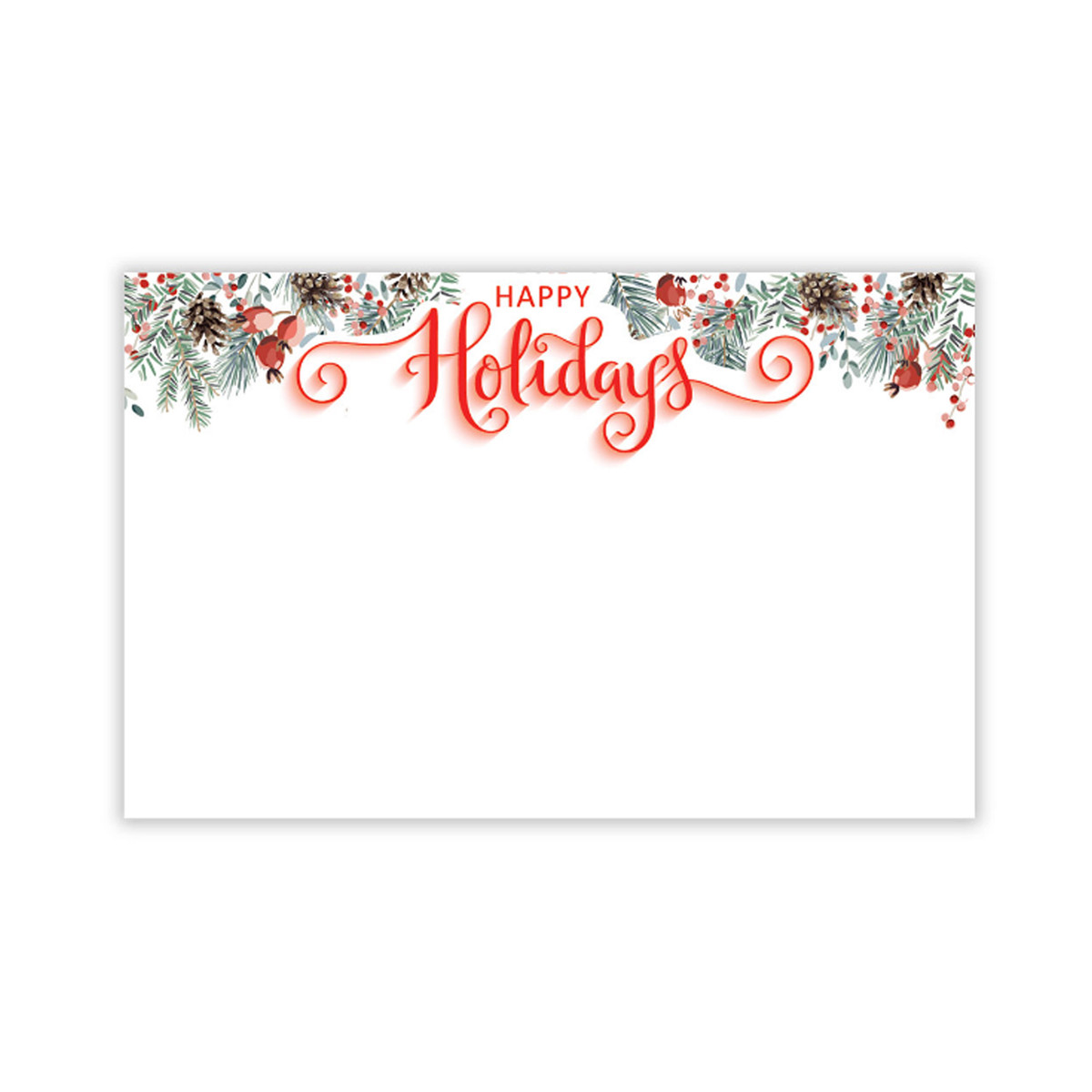 Happy Holidays Berries & Pinecones - 3.5 x 2.25in.