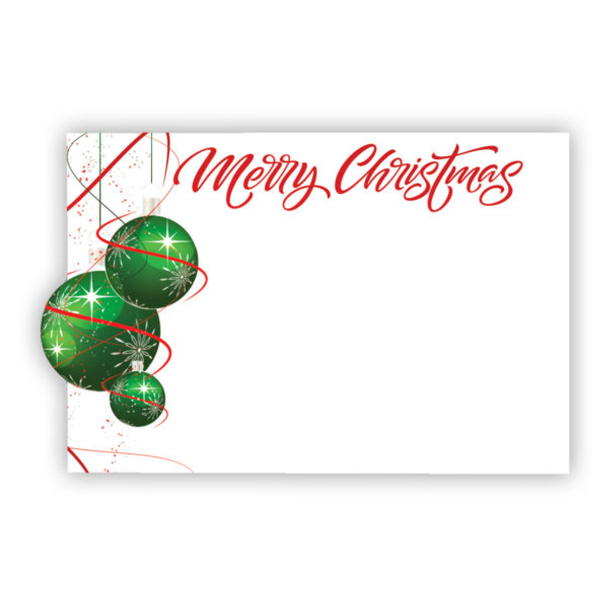 Merry Christmas Green Ornaments - 3.5 x 2.25in.