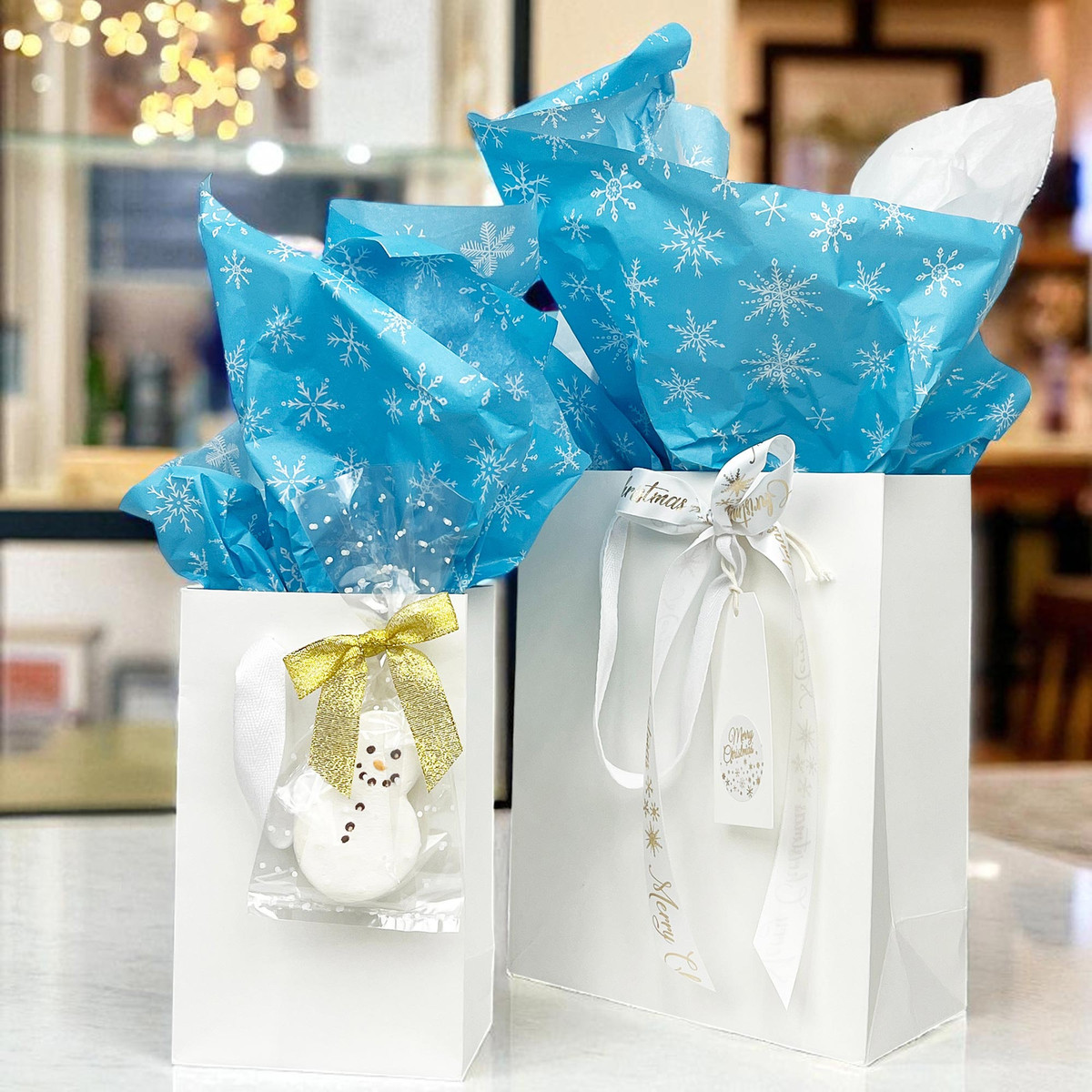 Blue with White Snowflakes