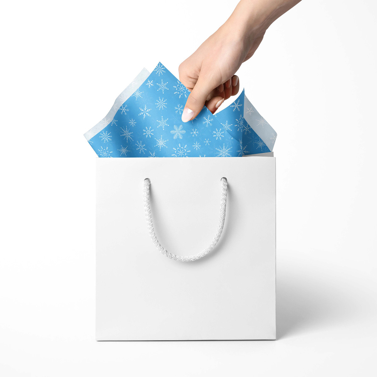 Blue with White Snowflakes