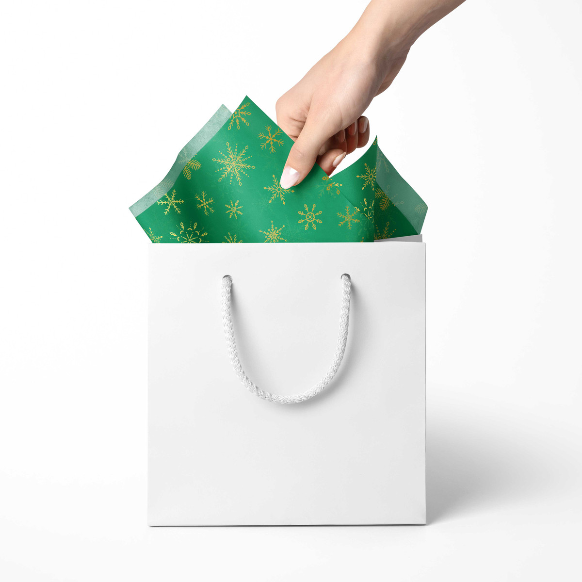 Green with Gold Snowflakes