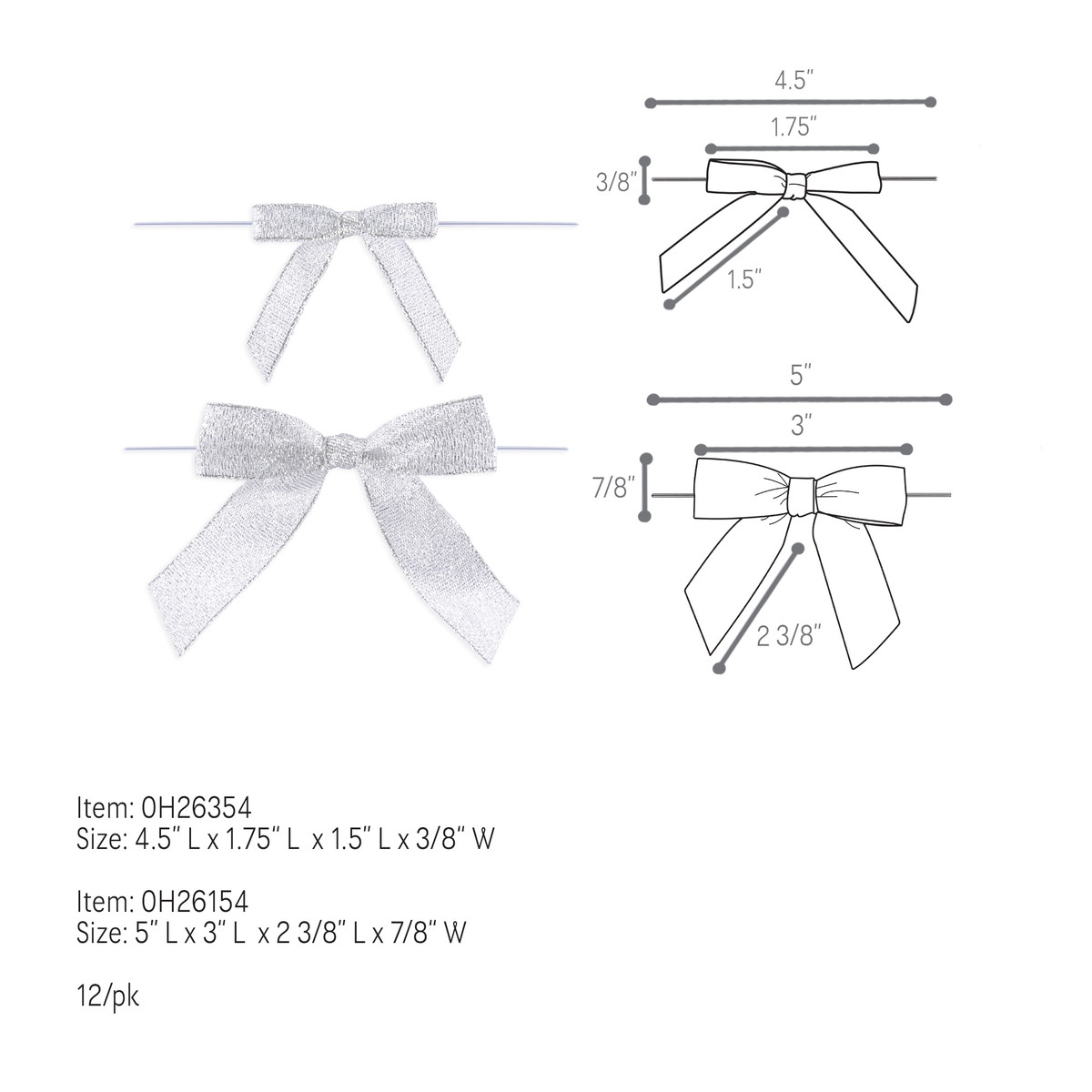 Metallic Silver - 3in. Bow