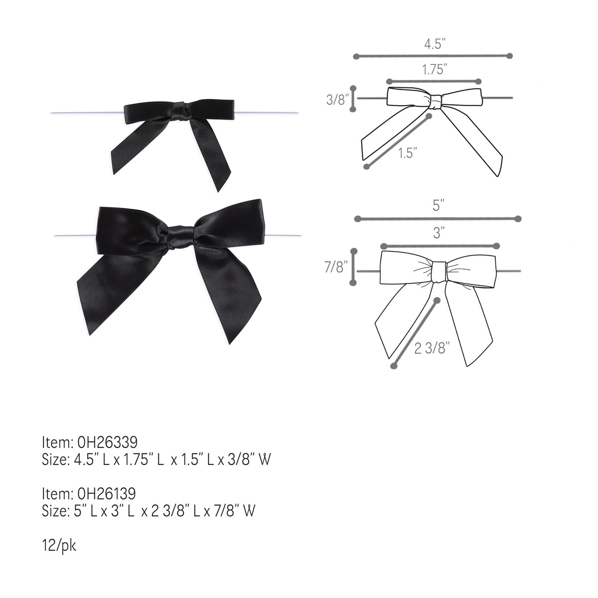 Black - 3in. Bow