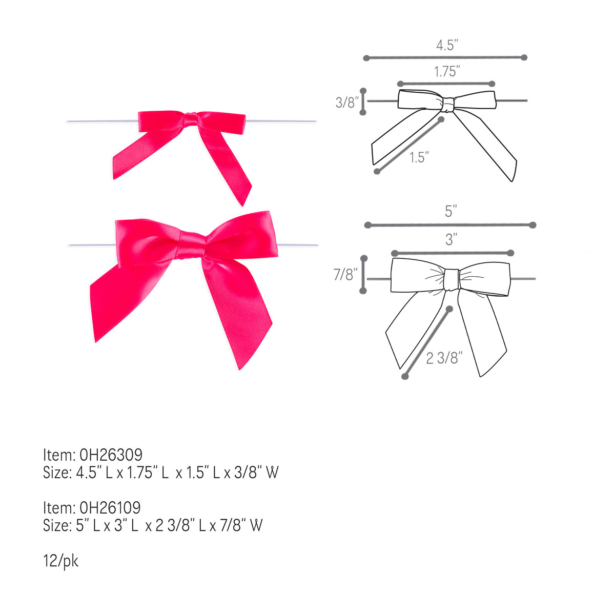 Hot Pink - 3in. Bow