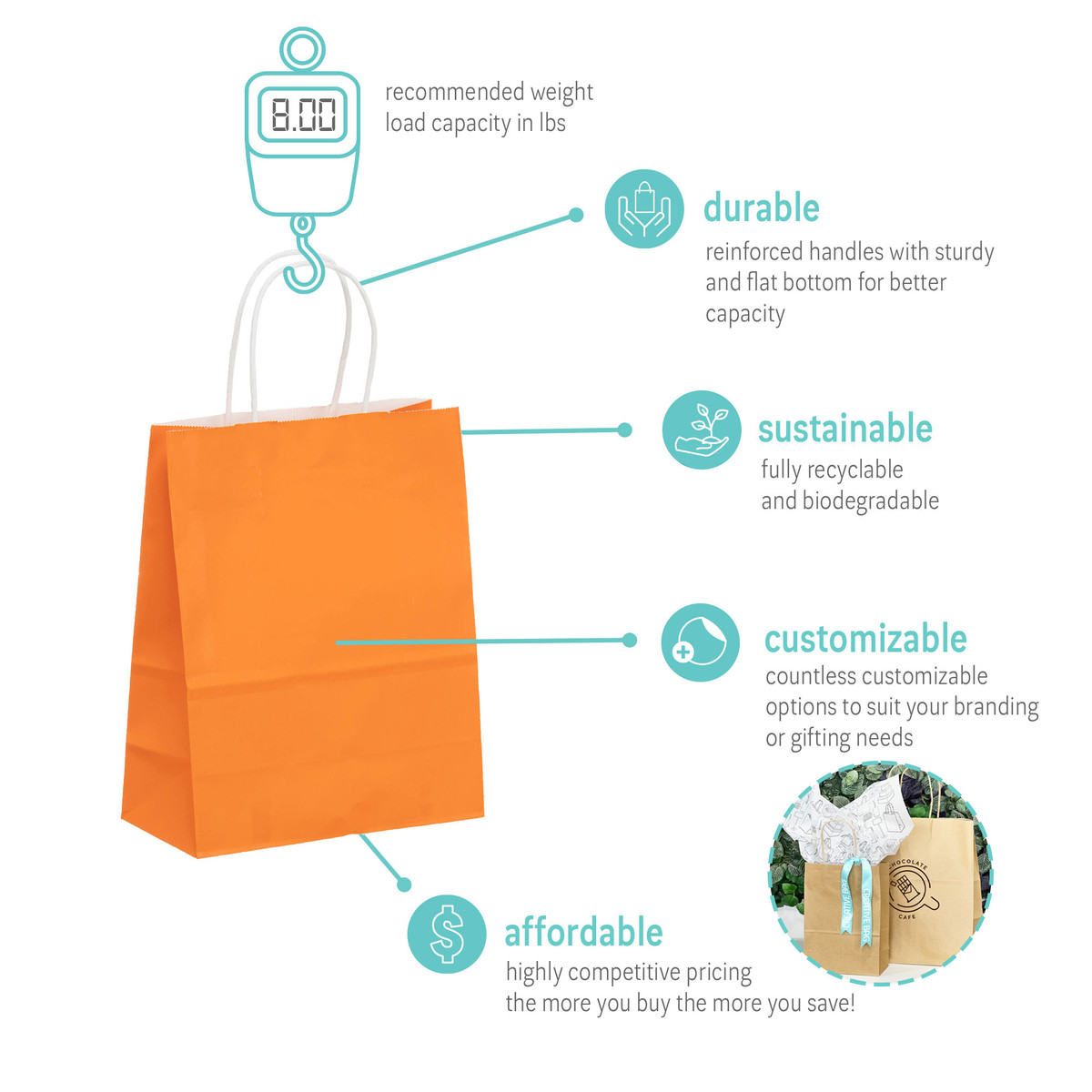 Bright Orange - 8.3 x 4.3 x 10.6in.