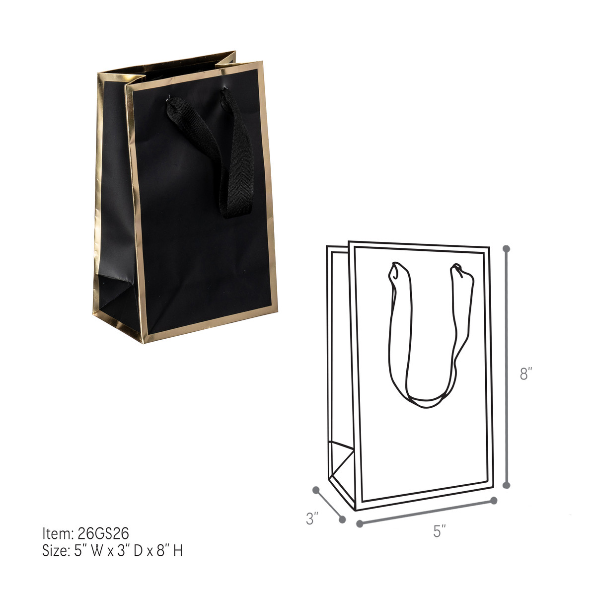 Black - 5 x 3 x 8in.