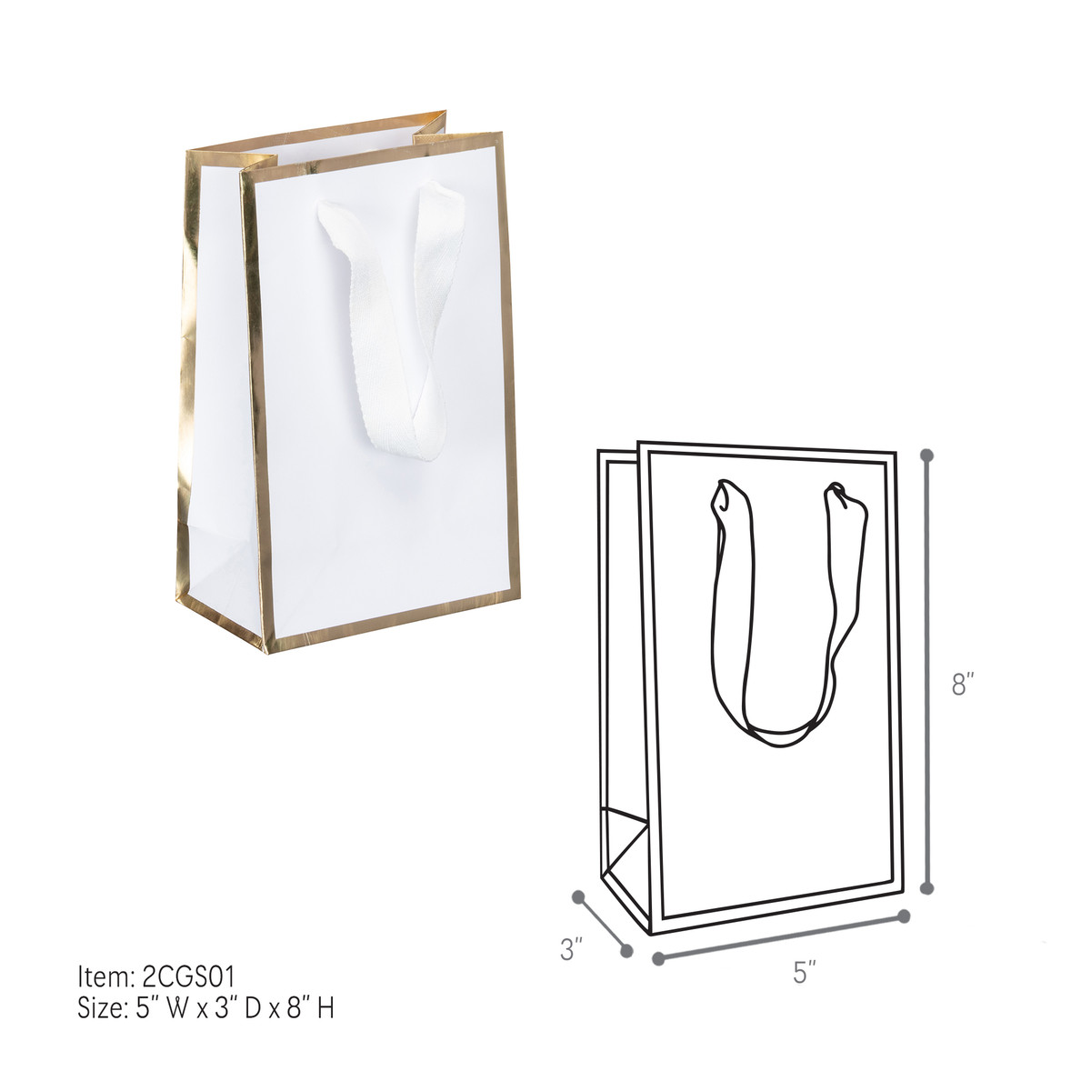 White - 5 x 3 x 8in.