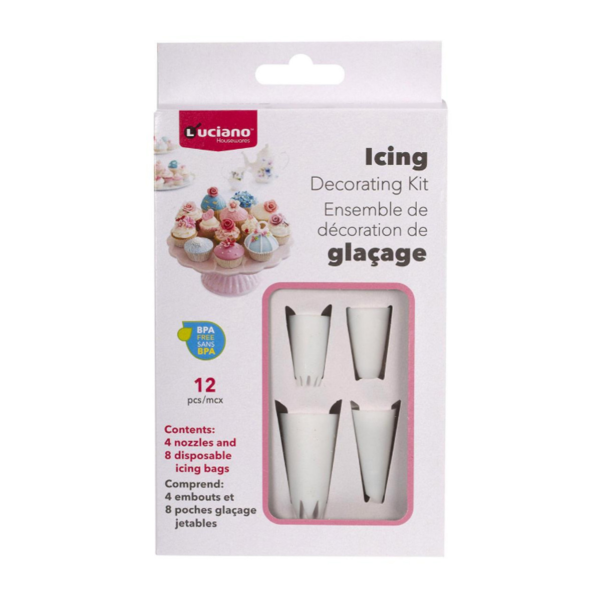 8 Disposable Piping Bags & 4 Nozzles