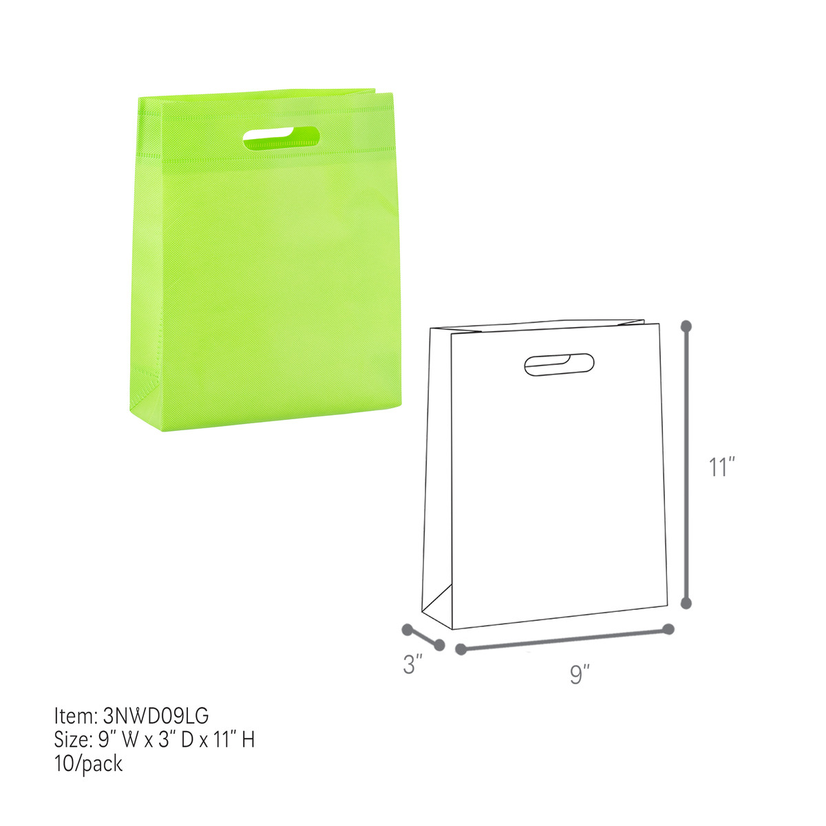 Lime - 9 x 3 x 11in.