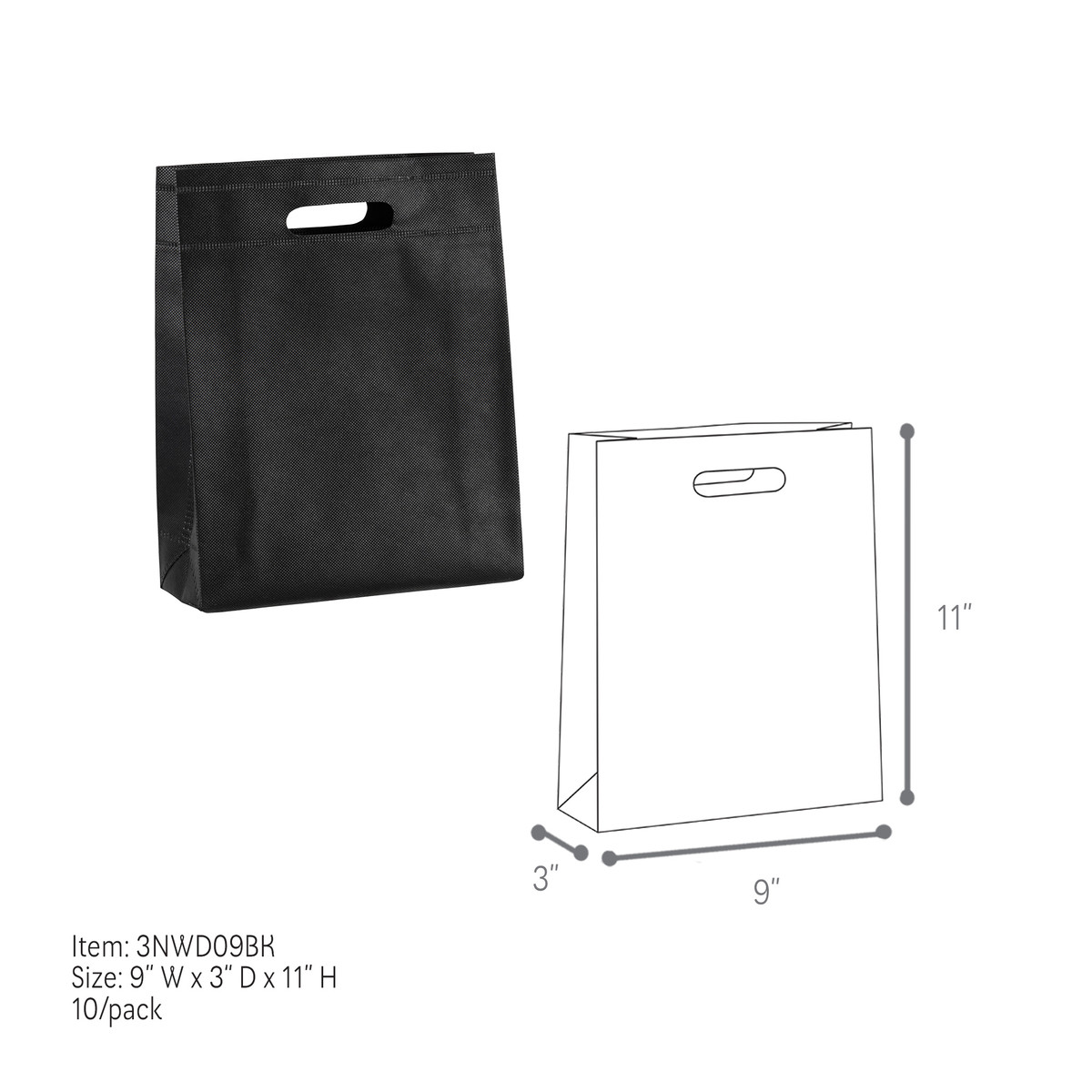 Black - 9 x 3 x 11in.