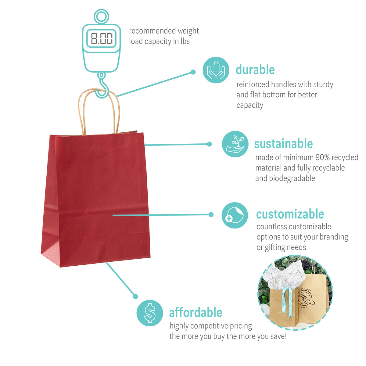 Red - 8.3 x 4.3 x 10.6in.