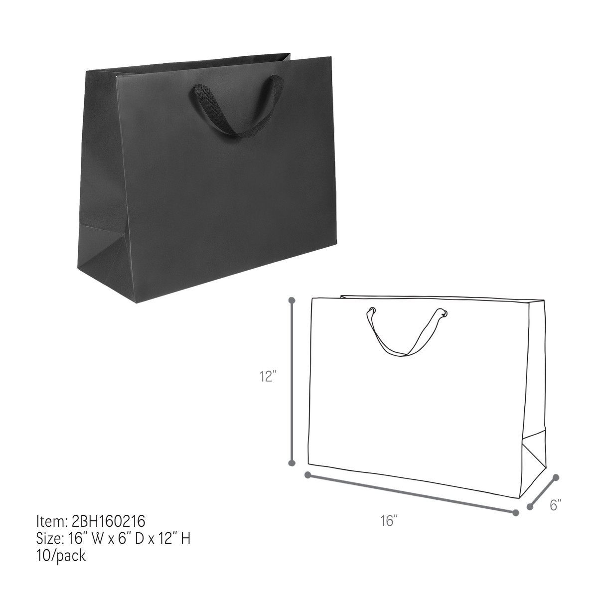 Black - 16 x 6 x 12in.