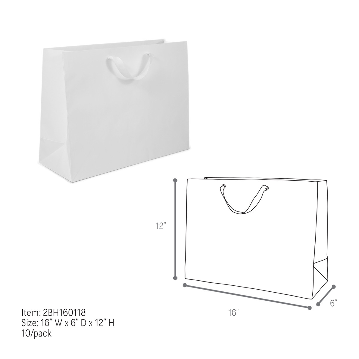 White - 16 x 6 x 12in.