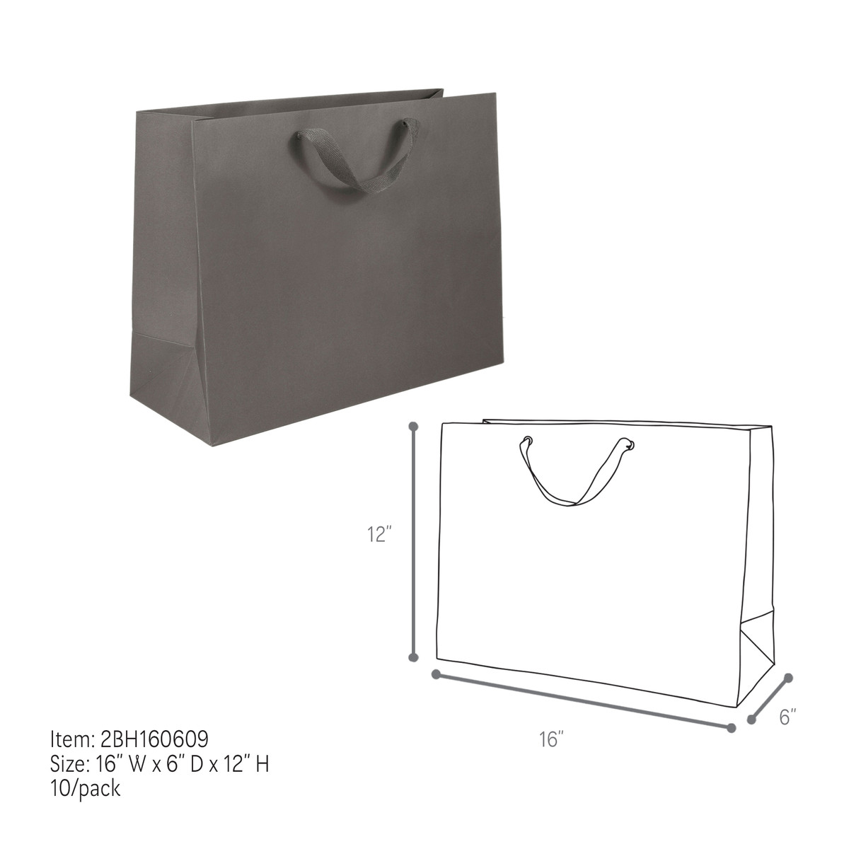 Grey - 16 x 6 x 12in.