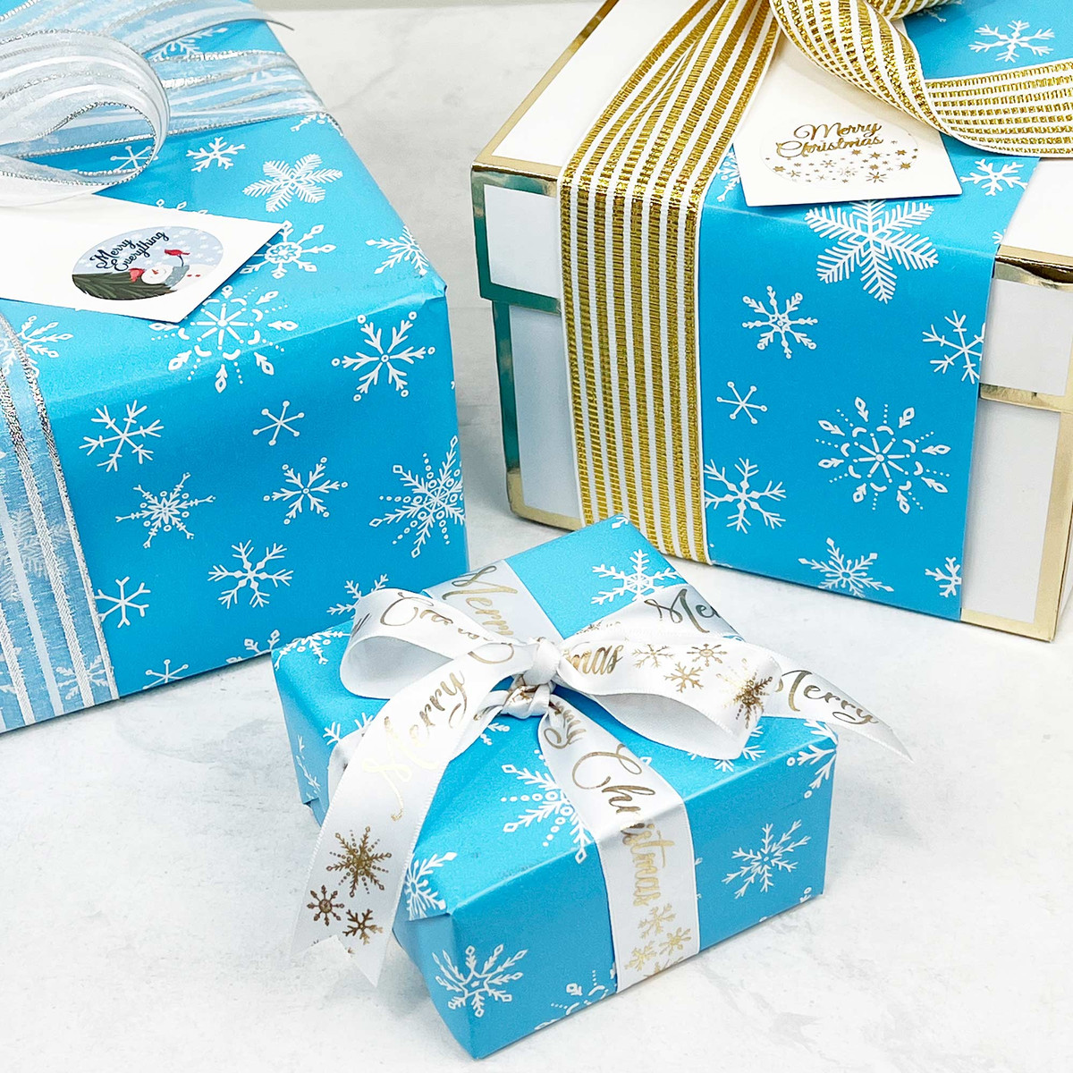 Blue with White Snowflakes